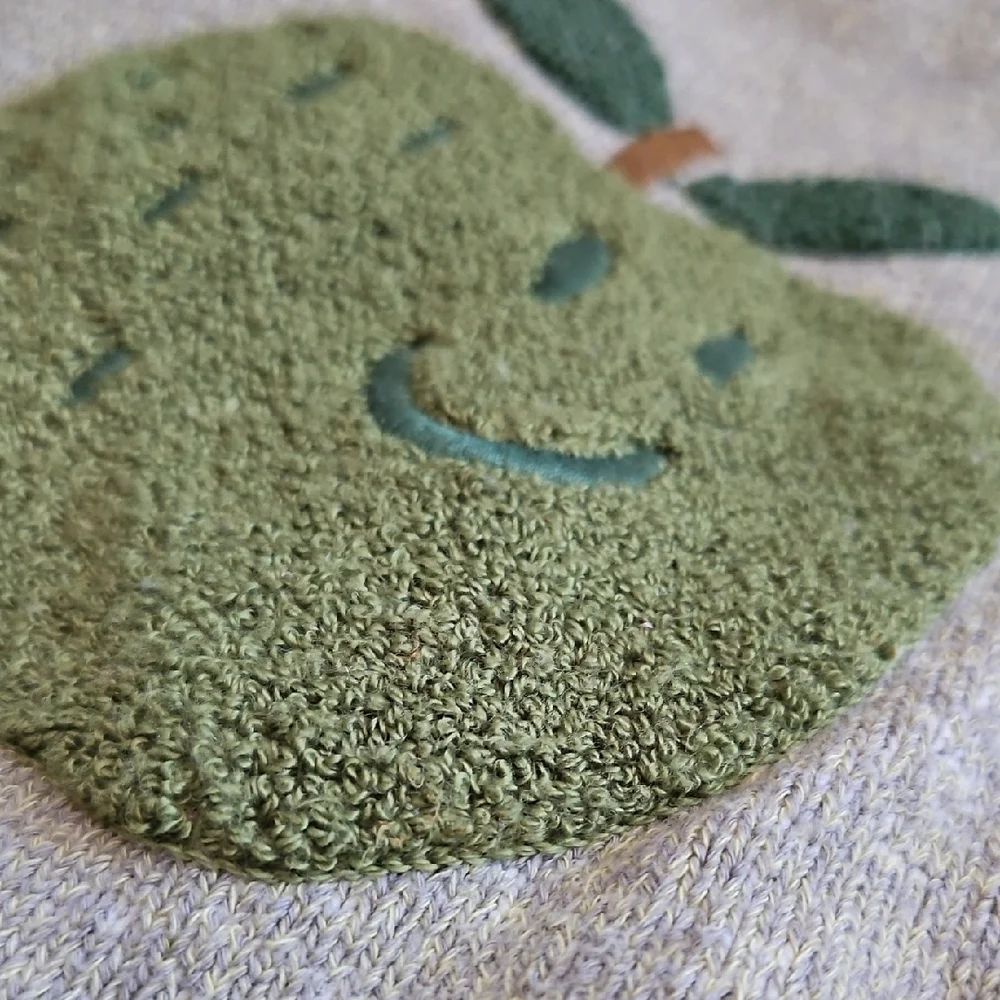 Zara Gray and Green Knit Sweater, Frwnch Terry Apple Motif - Picture 5 of 6